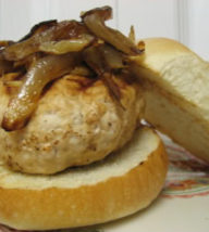 Goat Cheese and Caramelized Onion Turkey Burgers