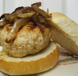 Goat Cheese and Caramelized Onion Turkey Burgers