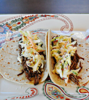 Southwestern Brisket Tacos with Chipotle Slaw