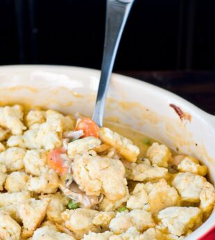 Chicken Pot Pie with Biscuit Crumble Topping