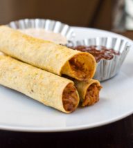 Baked BBQ Chipotle Ranch Chicken Taquitos