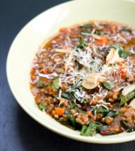 Lentil Soup with Sausage, Chard and Garlic