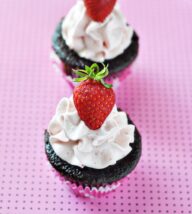 Chocolate Cupcakes with Strawberry Swiss Meringue Buttercream