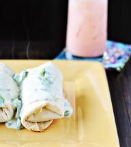 Beef and Bean Baked Burritos with Sour Cream-Poblano Sauce
