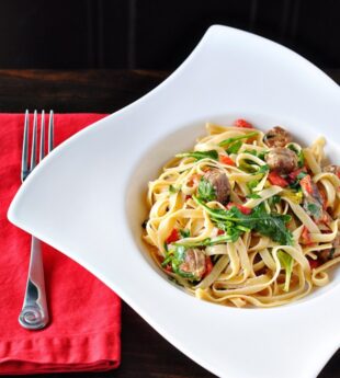 Sausage, Red Pepper & Arugula Pasta