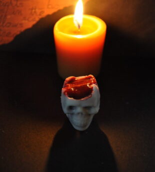 White Chocolate Skulls with Berry Coulis