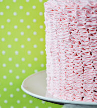 Strawberry Champagne Ruffle Cake for a Virtual Baby Shower