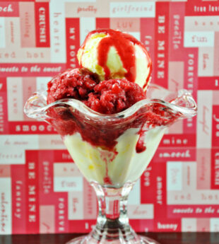 Lemon Ice Cream and Raspberry Granita Sundaes