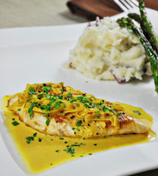 Chicken Scallopine with Saffron Cream Sauce