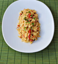 Orzo with Sausage, Peppers and Tomatoes