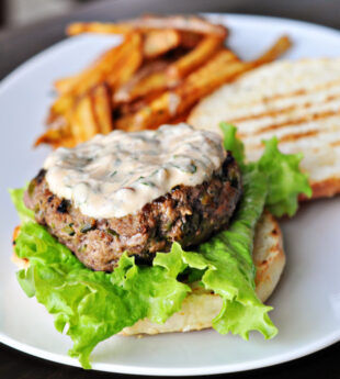 Spicy Poblano Burgers with Chipotle Cream