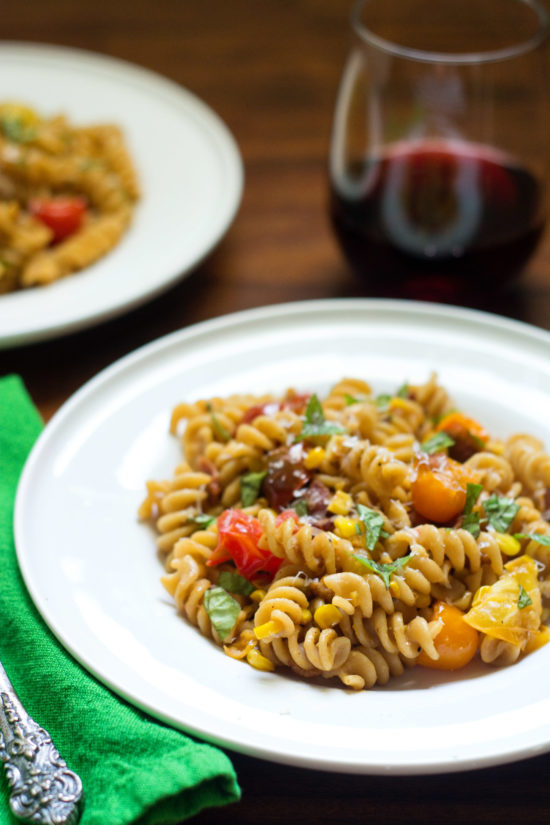 Pasta with Bacon, Corn and Tomatoes • Cook Like A Champion