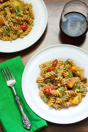 Pasta with Bacon, Corn and Tomatoes • Cook Like A Champion