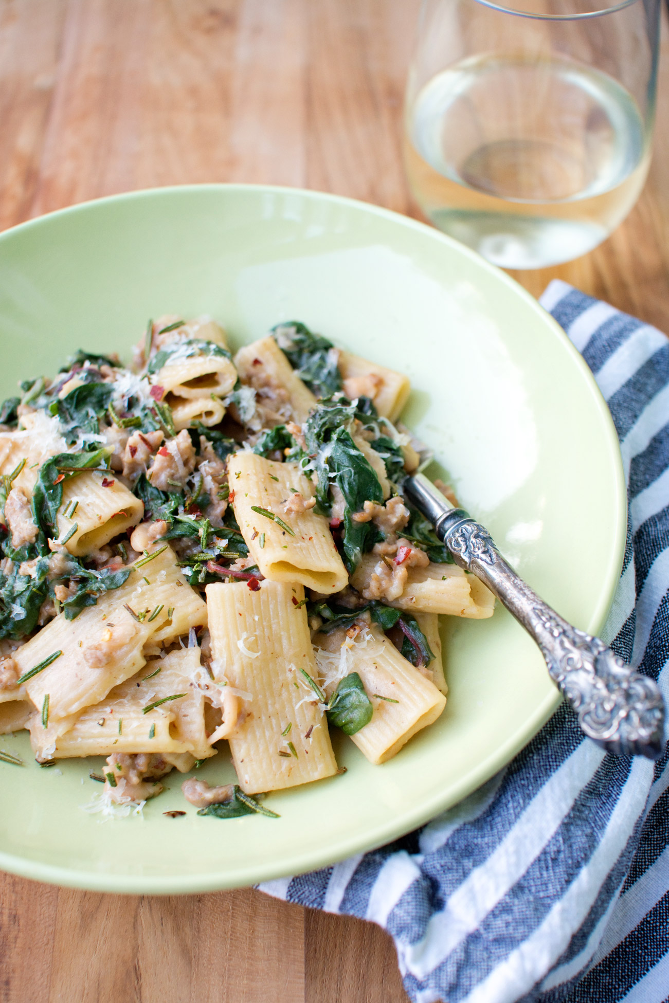 pasta with sausage, greens, and beans | cooklikeachampion.com