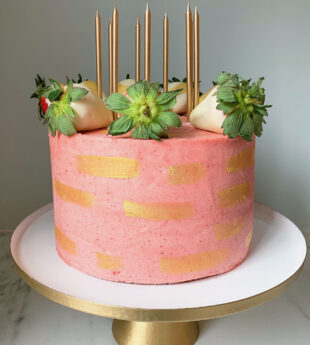 Chocolate Cake with Whipped Strawberry Buttercream